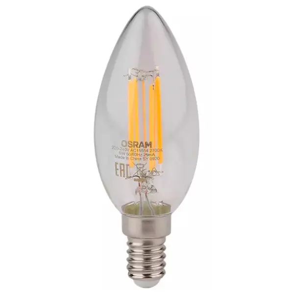 Диммована лампа Osram LS CL B60 DIM 5W/827 230V FIL E14 wo CE (4058075230354) - фото №2 Диммована лампа Osram LS CL B60 DIM 5W/827 230V FIL E14 wo CE (4058075230354) - фото №2