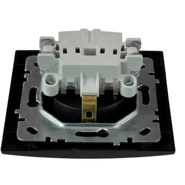 Розетка Nilson Touran чорна мат 1-на з заземленням з кришкою ( 24381018 ) - фото №5