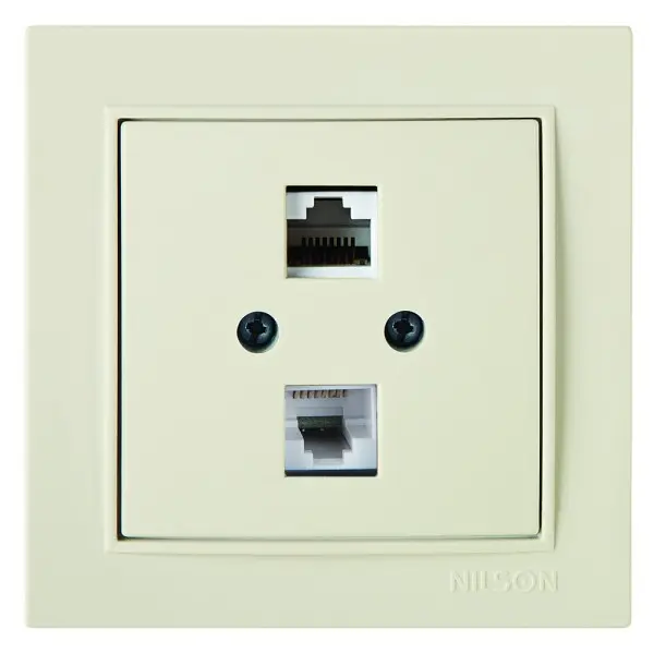 Розетка Nilson Thor кремовая компьютерная 2-я CAT5e RJ45 ( 27121046 )