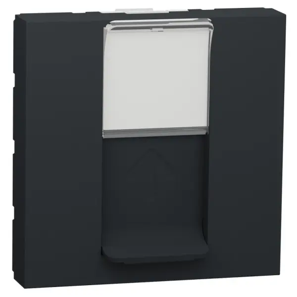 Одинарна комп'ютерна розетка Schneider Electric NU341754 RJ45 cat.6 STP із полем для напису 2М (антрацит) - фото №1