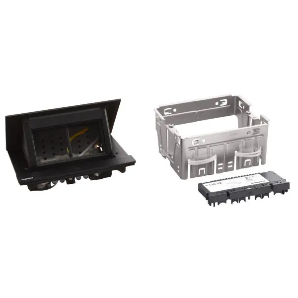 Лючок із висувним блоком Legrand на 4 модулі (654802) чорний - фото №2