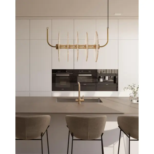 Подвесной светильник, люстра Pikart 25644-5 Sprinkled Glass G9 8x15W IP20 латунный - фото №2 Подвесной светильник, люстра Pikart 25644-5 Sprinkled Glass G9 8x15W IP20 латунный - фото №2