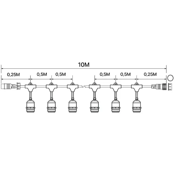 Гирлянда TWIST патрон 10хЕ27 5м IP65 черный VIOLUX ( 950012 ) - фото №9