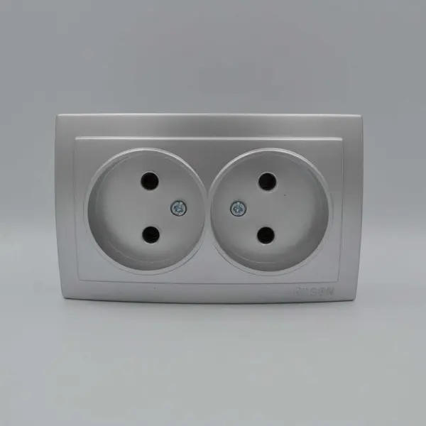 Розетка Nilson Themis срібло 2-на без заземлення ( 26131024 ) - фото №1