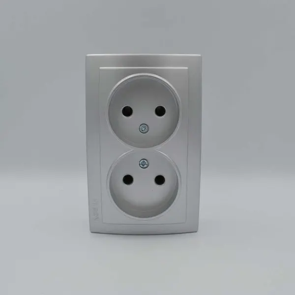 Розетка Nilson Themis срібло 2-на без заземлення ( 26131024 ) - фото №2