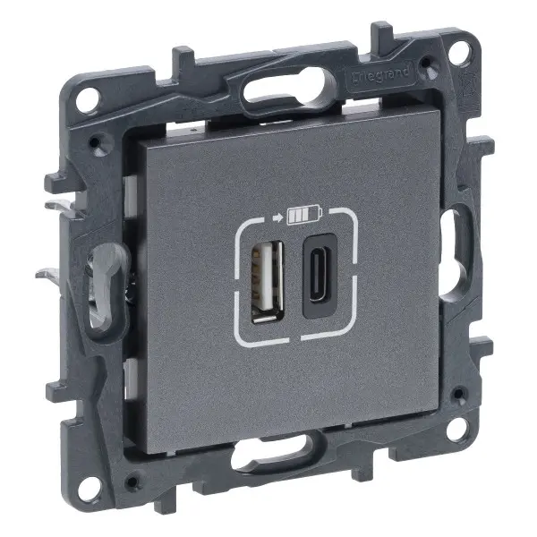 USB розетка Legrand Niloe Step А+C 12Вт+15Вт 5В сталь (863440) USB розетка Legrand Niloe Step А+C 12Вт+15Вт 5В сталь (863440)
