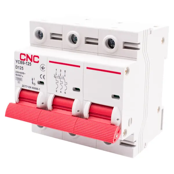 Автоматический выключатель CNC YCB9-125 3Р 125А 10kA D - фото №1