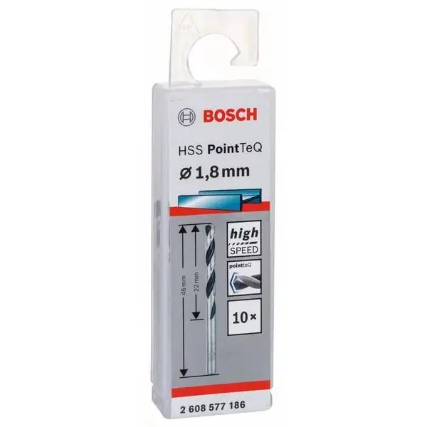 Свердла Bosch 2608577186 PointTeQ HSS 1,8мм (10шт) - фото №1