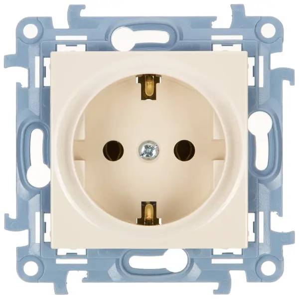 Розетка із заземлюючим контактом Simon 10 кремова