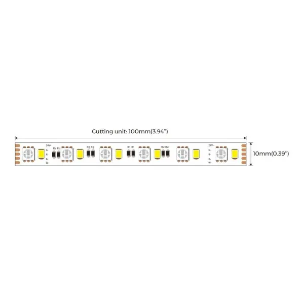 LED стрічка COLORS 120-2835-24V-IP20 16.8W 870Lm RGB+4000K 5м (DJ120-24V-10mm-RGBNW) - фото №1