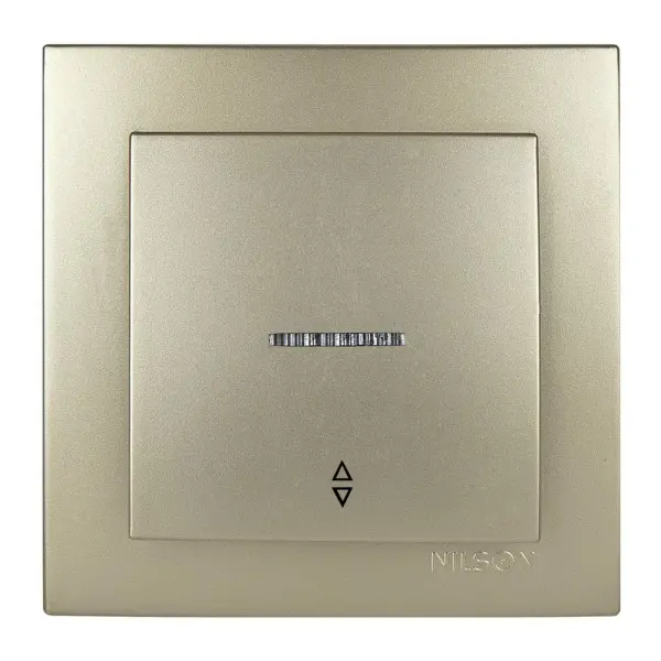 Выключатель Nilson Touran золото 1кл проходной с подсветкой ( 24151008 )