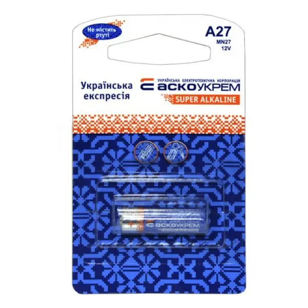Батарейка щелочная Аско-Укрем A27.MN27.BP1 (блистер 1шт) Батарейка щелочная Аско-Укрем A27.MN27.BP1 (блистер 1шт)