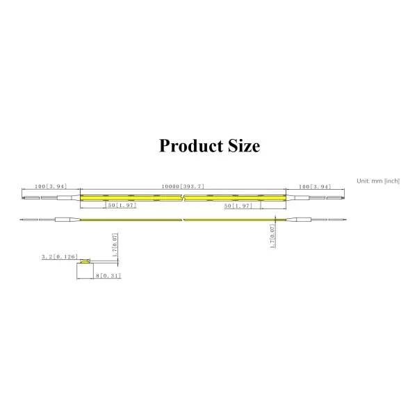 LED лента RISHANG COB-24V-IP20 10W 850Lm 3000K 5м (RM08V0EC-A-L-2-WW) - фото №2