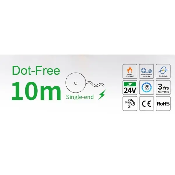 LED лента RISHANG COB-24V-IP20 10W 850Lm 3000K 5м (RM08V0EC-A-L-2-WW) - фото №3