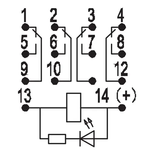 Електромеханічне реле NOARK Ex9JM4L03 3А 13В AC 4 контакти (110324) - фото №2