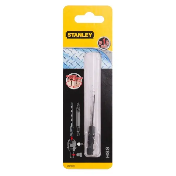 Сверло по металлу, дереву и пластику Stanley STA50003 Super-loсk Ø 1,5мм - фото №1 Сверло по металлу, дереву и пластику Stanley STA50003 Super-loсk Ø 1,5мм - фото №1