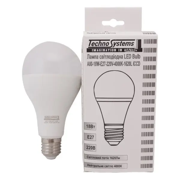 Светодиодная лампа TNSy LED ElectroGurt-A80-18W-E27-220V-4000K-1620L ICCD (TNSy5000043) - фото №3