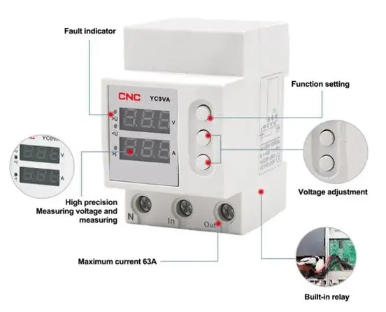 Реле контролю напруги CNC YC9VA AC 230В 63А (Б00043178) - фото №2
