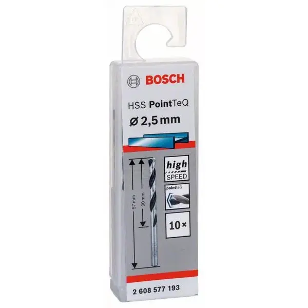 Свердла Bosch 2608577193 PointTeQ Svyerl HSS 2,5мм (10шт) - фото №1