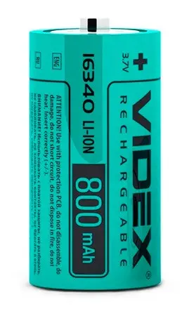 Литий-ионный аккумулятор Videx 16340 800мАч (16340/800/1B) без защиты 1 шт