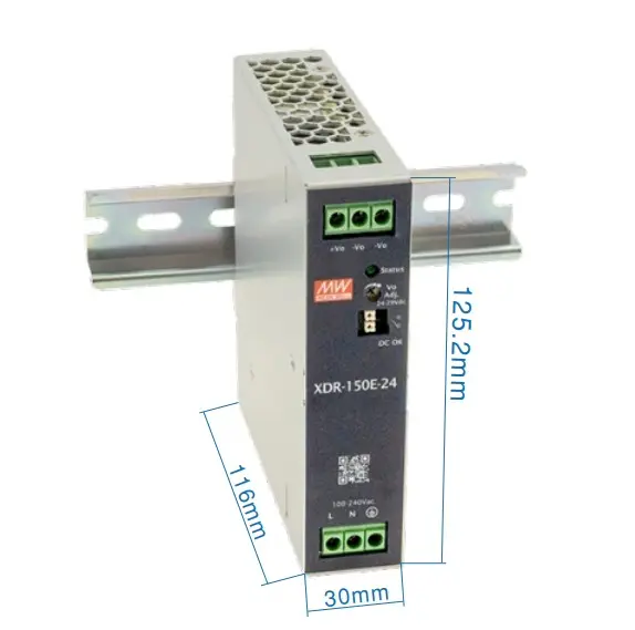 Блок питания Mean Well на DIN-рейку 150W DC24V (XDR-150E-24) Блок питания Mean Well на DIN-рейку 150W DC24V (XDR-150E-24)