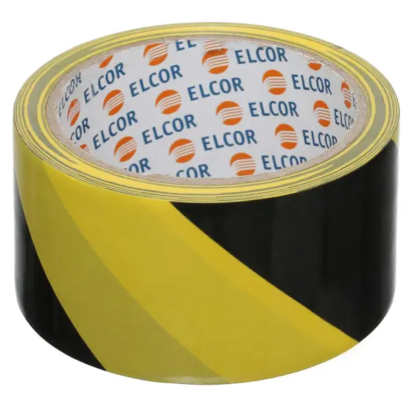 Оградительная клейкая лента Elcor 40206798 UNPVC5020 50мм (20м) черно-желтая - фото №1 Оградительная клейкая лента Elcor 40206798 UNPVC5020 50мм (20м) черно-желтая - фото №1