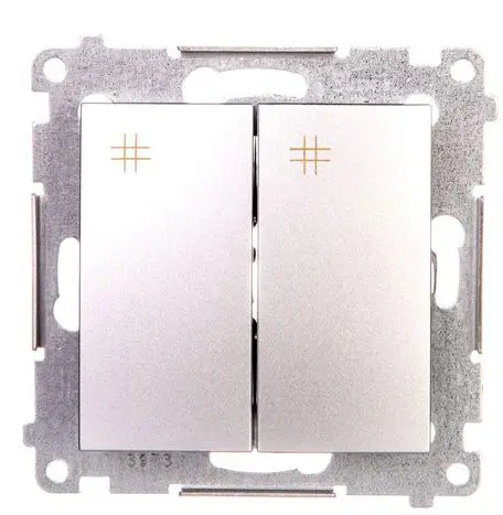 Подвійний перехресний вимикач Kontakt Simon Simon 54 Premium DW7/2.01/43 (срібло) Подвійний перехресний вимикач Kontakt Simon Simon 54 Premium DW7/2.01/43 (срібло)
