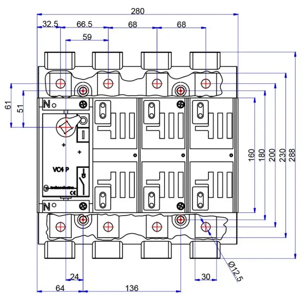 Выключатель нагрузки Technoelectric VC4P 14004SM 800А - фото №1