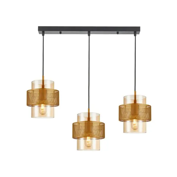 Подвесной светильник, люстра Italux PND-22132-3S-GD-AMB Vinoti E27 3x40W IP20 золотой - фото №3 Подвесной светильник, люстра Italux PND-22132-3S-GD-AMB Vinoti E27 3x40W IP20 золотой - фото №3