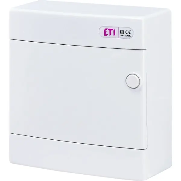 Наружный модульный щит ETI 001101005 ECT 8PO 8 М с белой дверцей - фото №1
