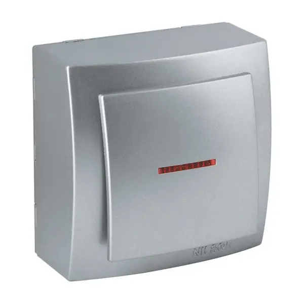 Вимикач Nilson Themis срібло 1кл з підсвіткою ( 26131002 )