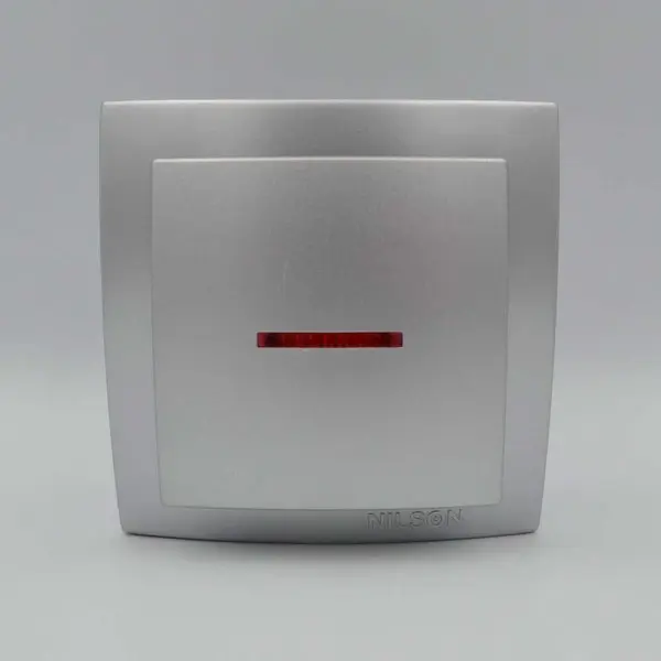 Вимикач Nilson Themis срібло 1кл з підсвіткою ( 26131002 ) - фото №1