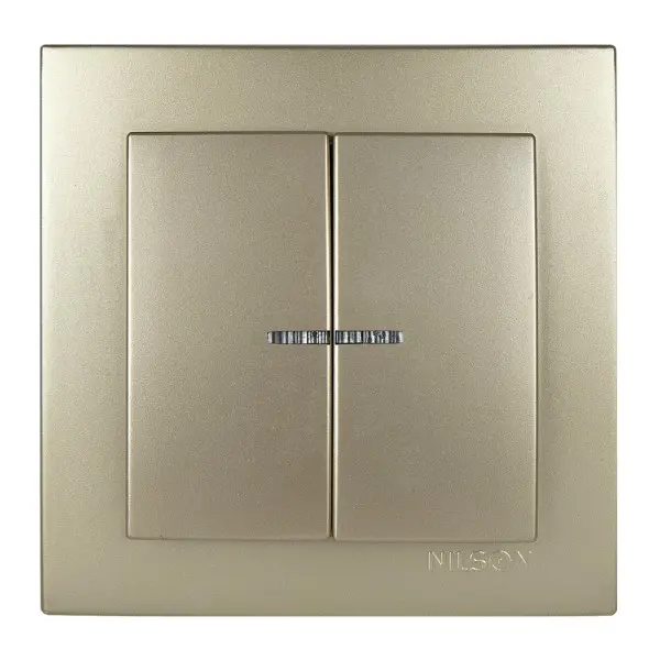 Выключатель Nilson Touran золото 2кл с подсветкой ( 24151004 )