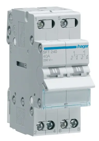Перемикач Hager SFT240 2P 40А/230В 2м I-0-II Перемикач Hager SFT240 2P 40А/230В 2м I-0-II