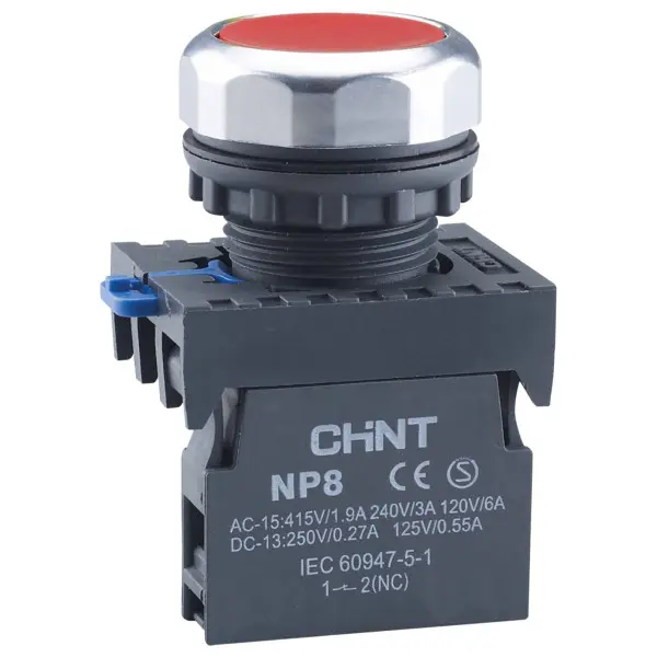 Кнопка Chint NP8-10BN 1NO красная IP65 (667233)