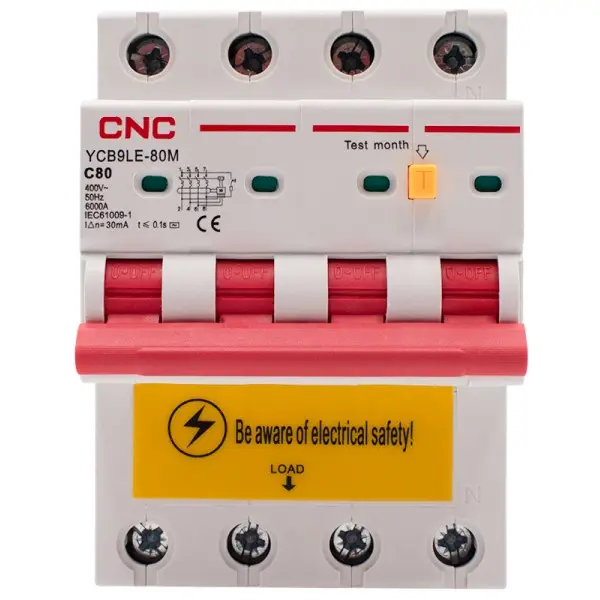 Дифференциальный выключатель CNC YCB9LE-80M C80А 3Р+N 6кА 30мА (Б00044028) - фото №1