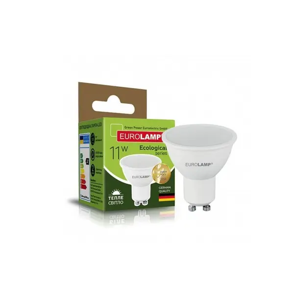 Светодиодная лампочка Eurolamp LED-SMD-11103(P) ЭКО MR16 GU10 11W 3000K 990Lm IP20 Светодиодная лампочка Eurolamp LED-SMD-11103(P) ЭКО MR16 GU10 11W 3000K 990Lm IP20