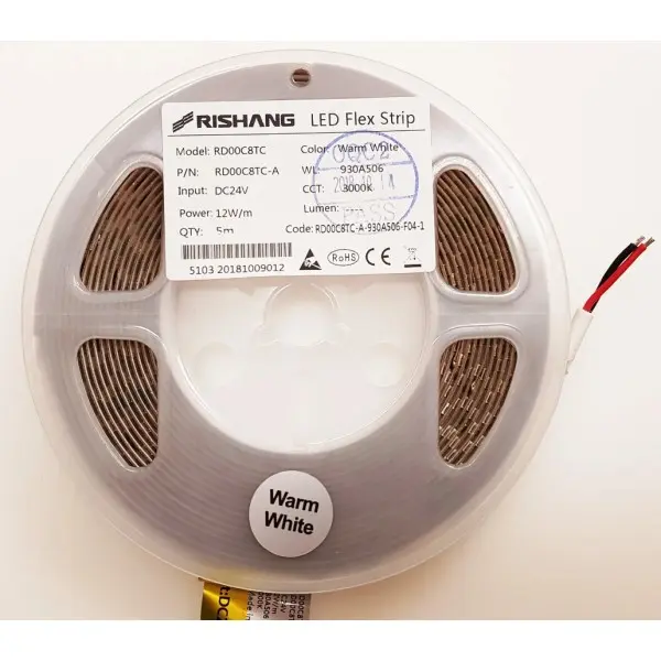 LED лента RISHANG 128-2835-24V-IP20 12W 1434Lm 3000K 5м (RD00C8TC-A) - фото №3