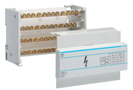 Блок розгалужувач Hager 125A (вхід 1х35мм2; вихід 1х25мм2+10х16мм2)