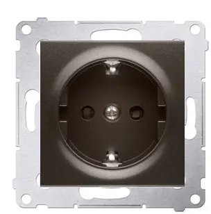Одинарна електрична розетка Kontakt Simon Simon 54 Premium DGSZ1Z.01/46 із заземленням Schuko зі шторками (бронза)