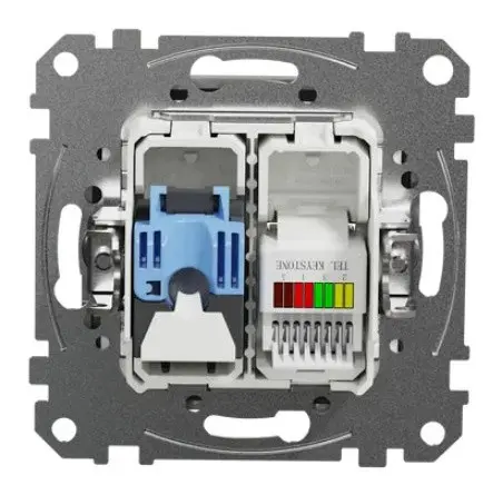 Телефонна/комп'ютерна розетка Schneider Electric Sedna Design & Elements RJ11+RJ45 кат. 6 UTP алюміній SDD113468 - фото №3
