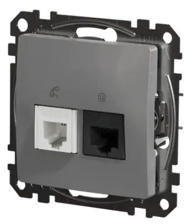 Телефонна/комп'ютерна розетка Schneider Electric Sedna Design & Elements RJ11+RJ45 кат. 6 UTP алюміній SDD113468 - фото №4