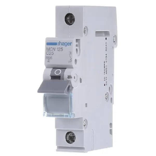 Автоматичний вимикач Hager MCN125 6кА C 25A 1P