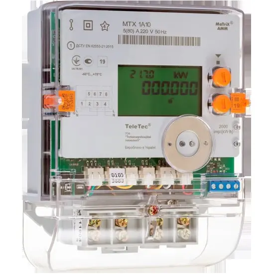 Многотарифный счетчик Teletec MTX 3R30.DG.4L3-LD4 А+R± 5(80)А