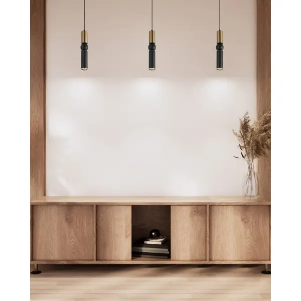 Підвісний світильник, люстра Italux PND-14290-1-BRO-BK Isidora GU10 1x25W IP20 чорний - фото №1