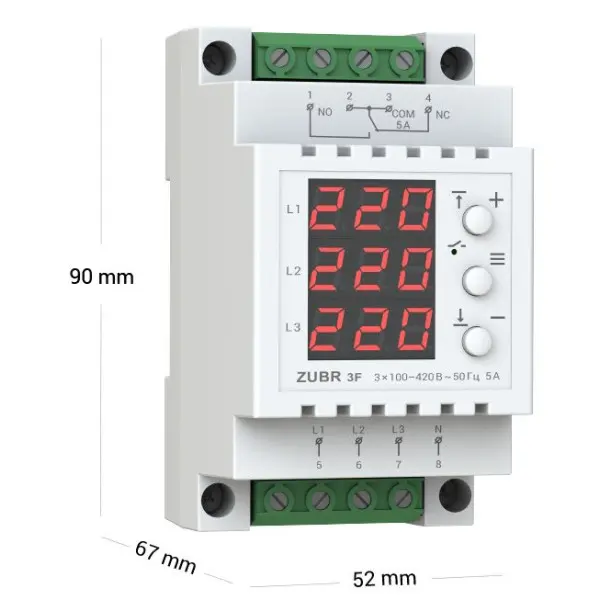 Реле контроля фаз ZUBR 3F - фото №2