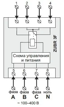 Реле контроля фаз ZUBR 3F - фото №4