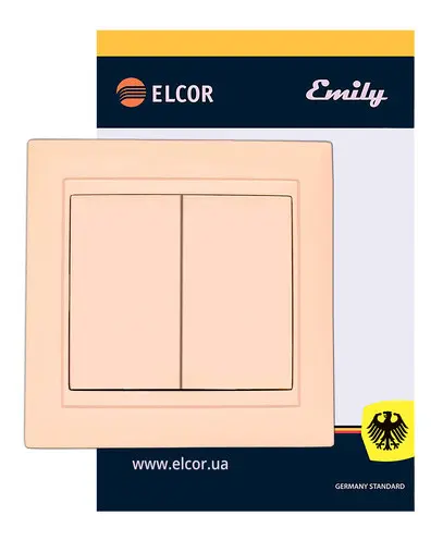 Двухкнопочный выключатель Elcor Emily 9215 (211550) (кремовый) - фото №1