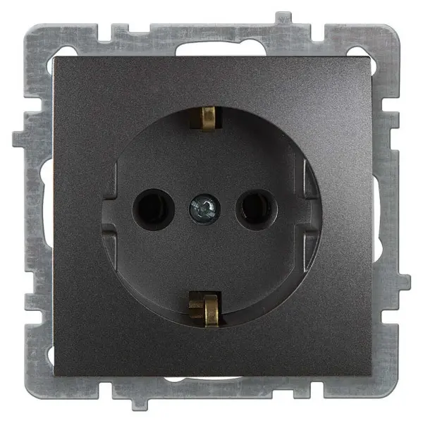 Розетка Nilson Touran антрацит 1-я с заземлением без рамки ( 24160417 )