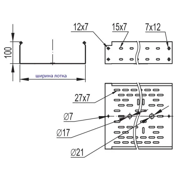 Перфорований лоток 500х100х3000мм DKC 35346 - фото №1